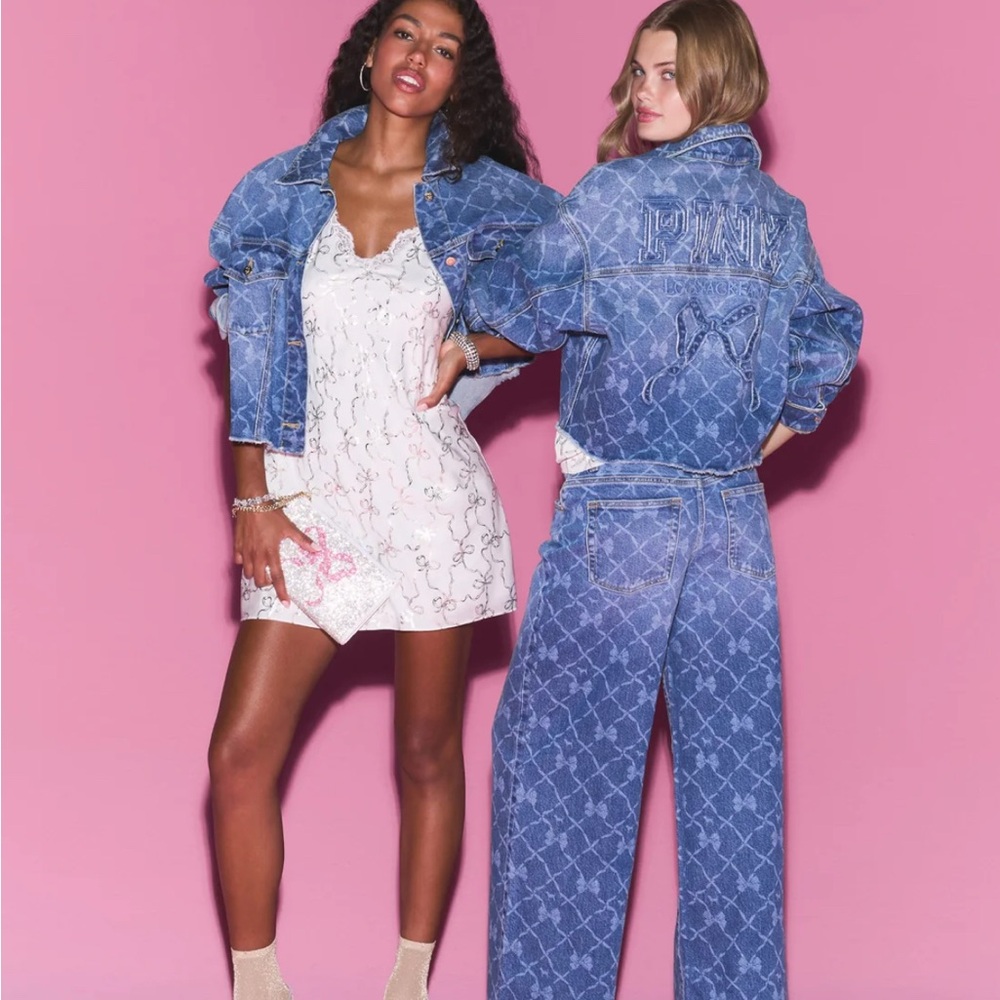 LoveShackFancy x victoria’s secret Pink , Denim cropped Jacket - Picture 3 of 9